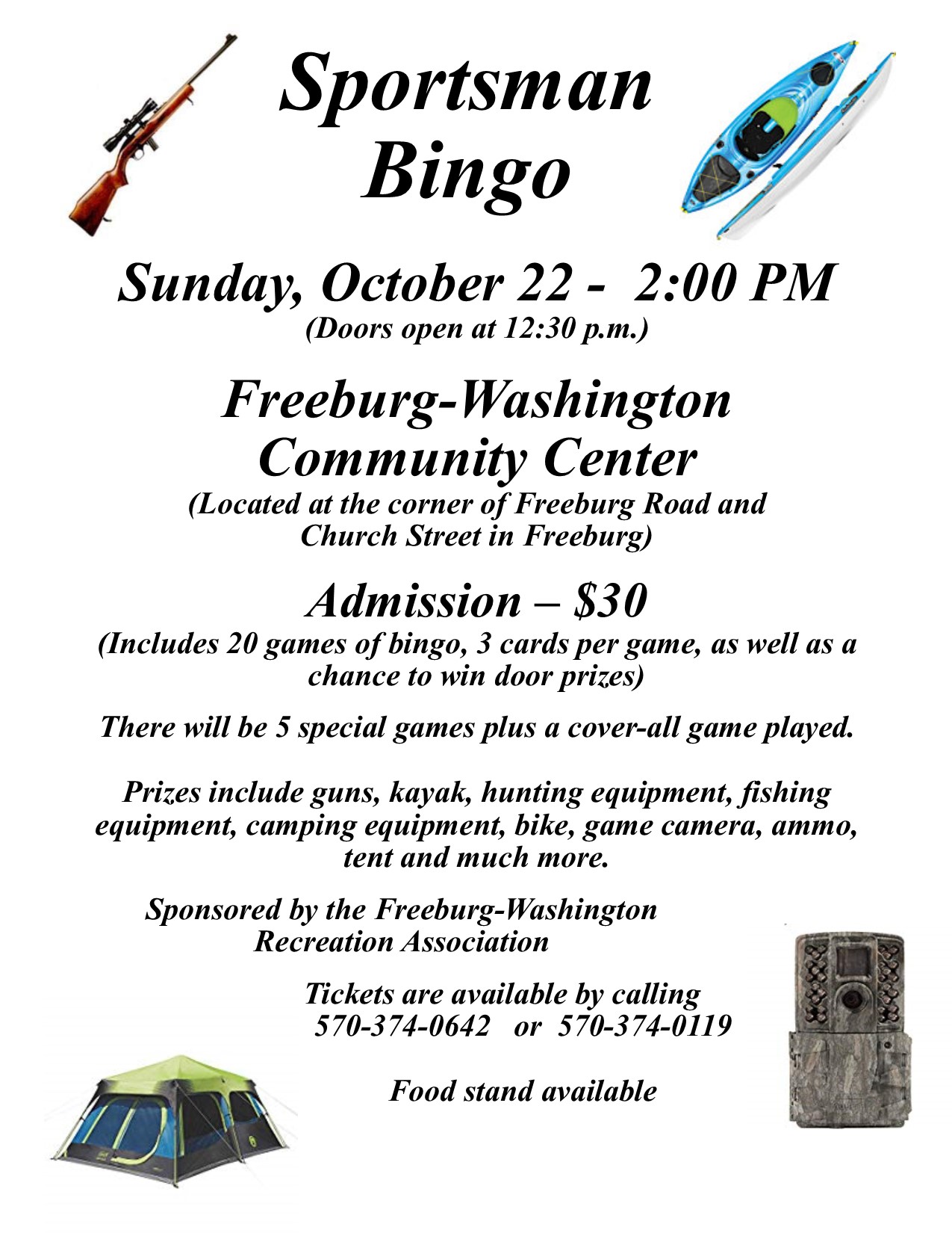 Sportsman Bingo at the Community Center Freeburg Borough